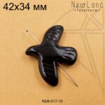 Стеклянная бусина голубь черный 42х34 мм