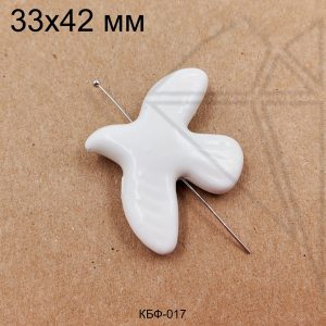 Керамическая бусина голубь белый 33х42 мм