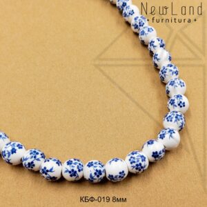 Керамическая бусина белая круглая гжель 10 мм 1/2 нити №1