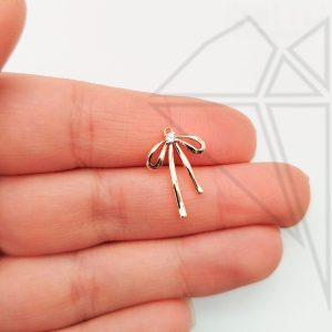 Подвеска бантик с фианитом 19 мм 10 шт (золото)