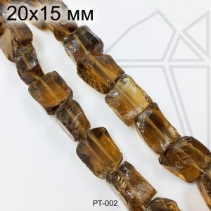 Аква Кварц глянцевый коричневый синтетический 15-20 мм 1/2 нити