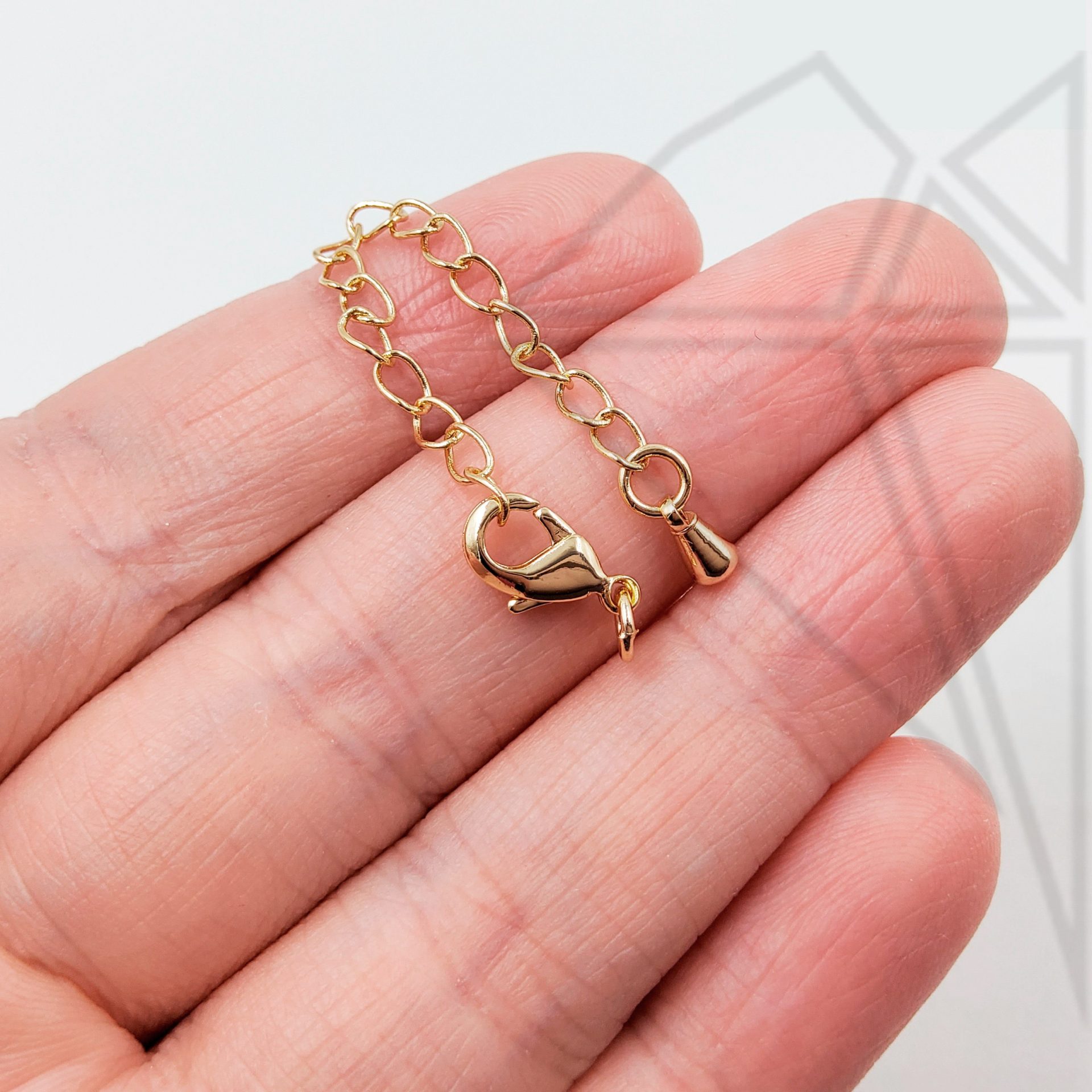 Замок карабин с удлинительной цепочкой капелька 10 мм (золото)