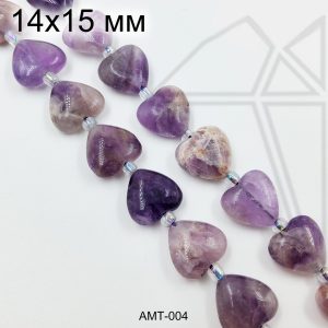 Аметист сердце глянцевый гладкий 15х14 мм 1/2 нити