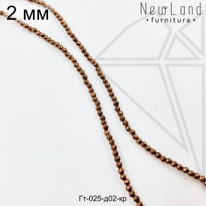 Гематит круглый с огранкой коричневый 2 мм 1/2 нити