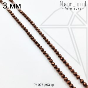 Гематит круглый с огранкой коричневый 3 мм 1/2 нити