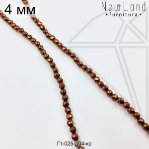 Гематит круглый с огранкой коричневый 4 мм 1/2 нити