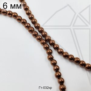 Гематит круглый гладкий коричневый 6 мм 1/2 нити