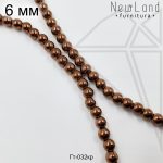 Гематит круглый гладкий коричневый 6 мм 1/2 нити