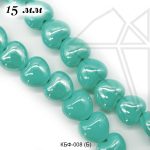 Керамическая бусина бирюзовая сердце 15×17 мм 1/2 нити