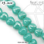 Керамическая бусина бирюзовая сердце 15×17 мм 1/2 нити