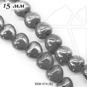 Керамическая бусина серая сердце 15×17 мм 1/2 нити