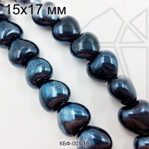 Керамическая бусина темно-синие сердце 15×17 мм 1/2 нити