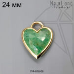 Подвеска сердце авантюрин 24 мм (золото)