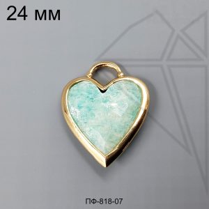 Подвеска сердце амазонита 24 мм (золото)
