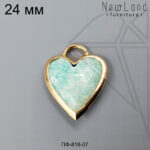Подвеска сердце амазонита 24 мм (золото)