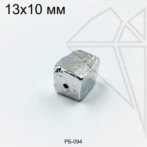 Разделительная бусина квадратная фактурная 13х10 мм (родий)