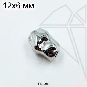 Разделительная бусина барочная 12х8 мм (родий)