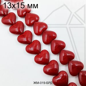 Жемчуг майорка сердце БОРДОВЫЙ 13×15 мм 1/2 нити