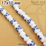 Керамическая бусина белая бочка гжель 17х10 мм 1/2 нити