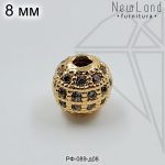 Разделительные бусины с фианитами 8 мм (золото)