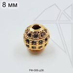 Разделительные бусины с фианитами 8 мм (золото)