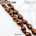 Жемчуг майорка КОРИЧНЕВАЯ 15х10 1/2 нити