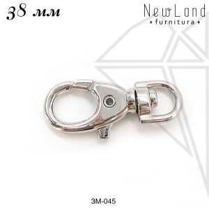 Замок карабин для сумки обвеса 35 мм (родий)