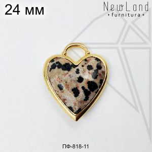 Подвеска сердце далматин 24 мм (золото)