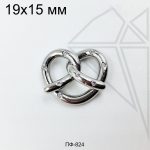 Подвеска крендель с фианитами 15х19 мм (родий)