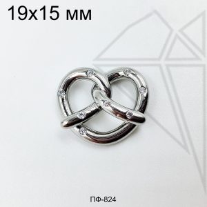 Подвеска крендель с фианитами 15х19 мм (родий)