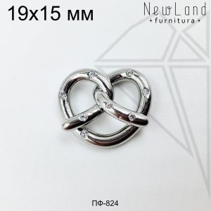 Подвеска крендель с фианитами 15х19 мм (родий)