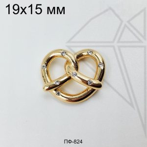 Подвеска крендель с фианитами 15х19 мм (золото)