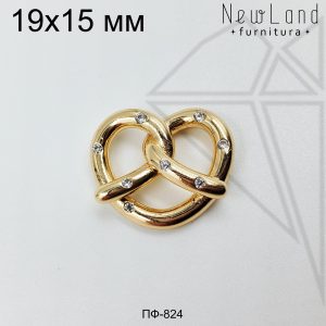 Подвеска крендель с фианитами 15х19 мм (золото)