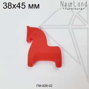 Подвеска конь гжель красная 38х45 мм (родий)