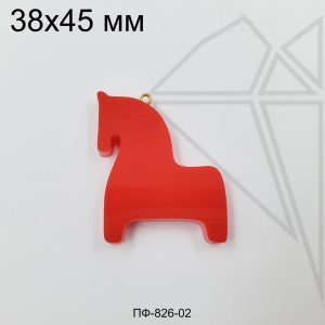 Подвеска конь красная 38х45 мм (золото)