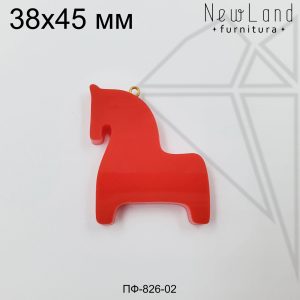 Подвеска конь гжель красная 38х45 мм (золото)