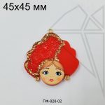 Подвеска девица красная 45х40 мм (золото)