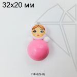 Подвеска матрешка розовая 32х20 мм (родий)