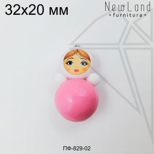 Подвеска матрешка гжель розовая 32х20 мм (родий)