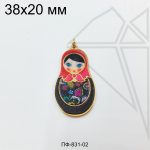 Подвеска матрешка черно-красная 38 мм (золото)