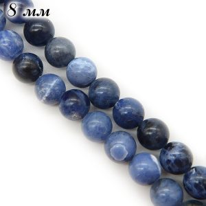 Содалит круглый гладкий глянцевый 8 мм 1/2 нити