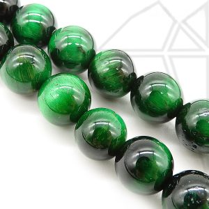 Тигровый глаз тонированный зеленый круглый 4 мм 1/2 нити
