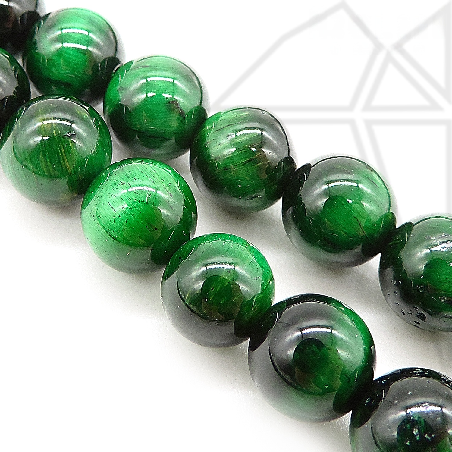 Тигровый глаз тонированный зеленый круглый 4 мм 1/2 нити