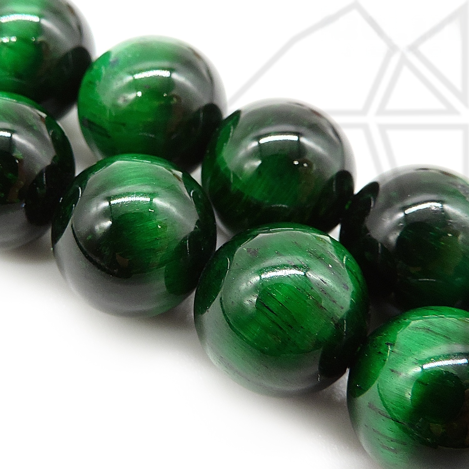 Тигровый глаз тонированный зеленый круглый 10 мм 1/2 нити