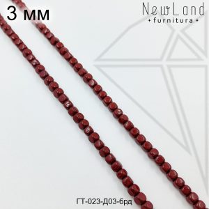 Гематит куб бордовый 3 мм 1/2 нити