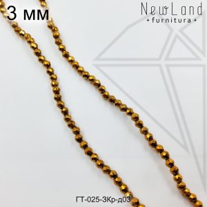 Гематит круглый с огранкой золото красное 3 мм 1/2 нити