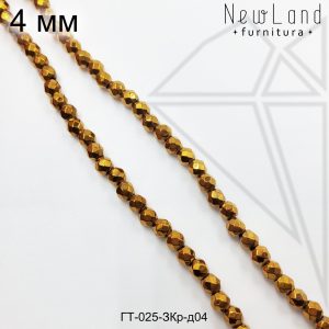 Гематит круглый с огранкой золото красное 4 мм 1/2 нити