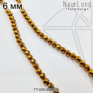 Гематит круглый с огранкой золото красное 6 мм 1/2 нити