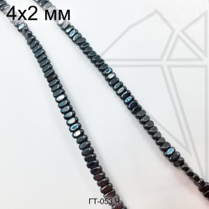 Гематит прямоугольный черный 4х2 мм 1/2 нити