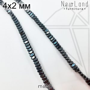 Гематит прямоугольный черный 4х2 мм 1/2 нити